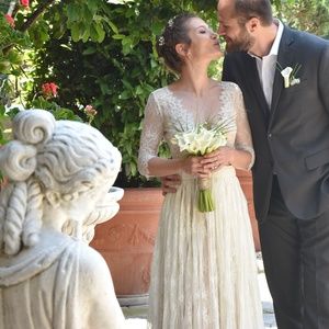 French Lace Off-White Wedding Dress